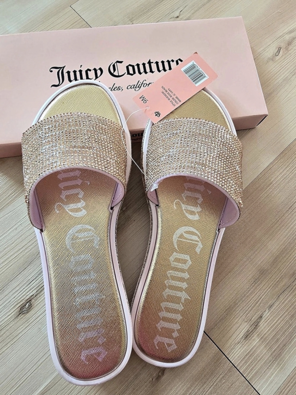 Juicy Couture JC-Yippy Rose Beads Slide Sandals Pink US 9